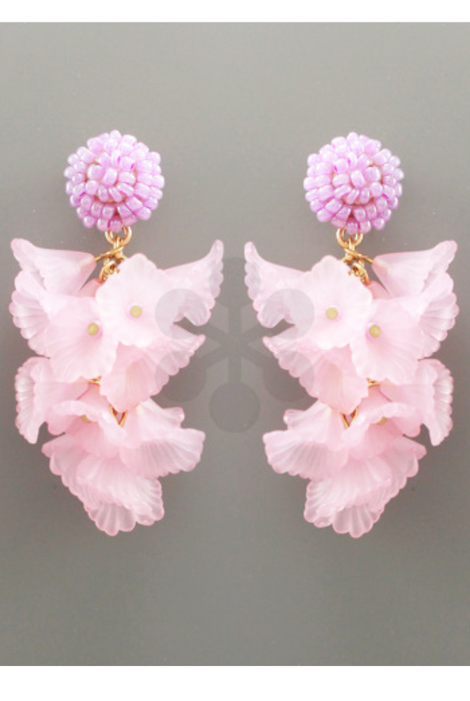 Acrylic Cluster Dangle Earrings in Lavender