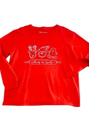 Mustard and Ketchup Long Sleeve Red Cookies with Santa Tee