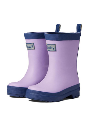 Lilac and Navy Matte Kids Rain Boots