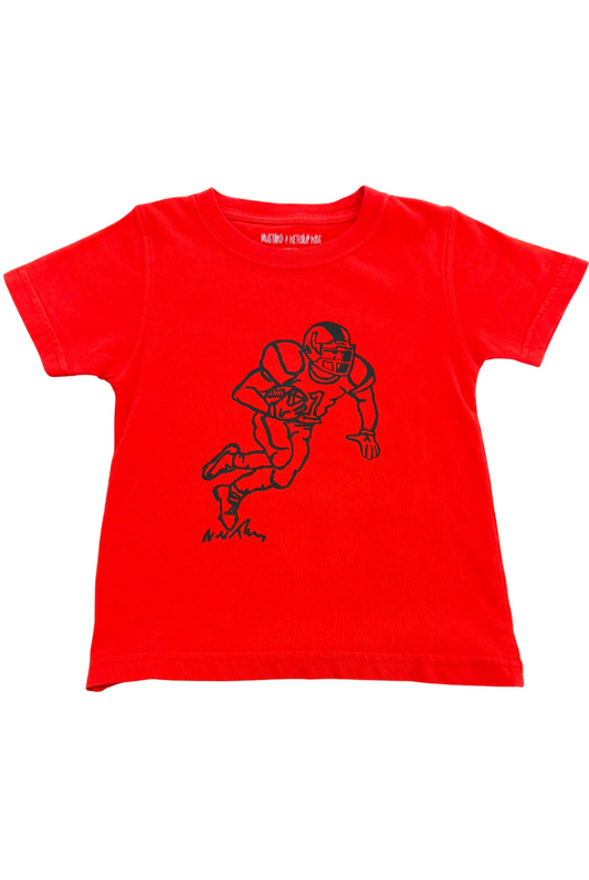 Kid's Football Player T-Shirt in Red/Black