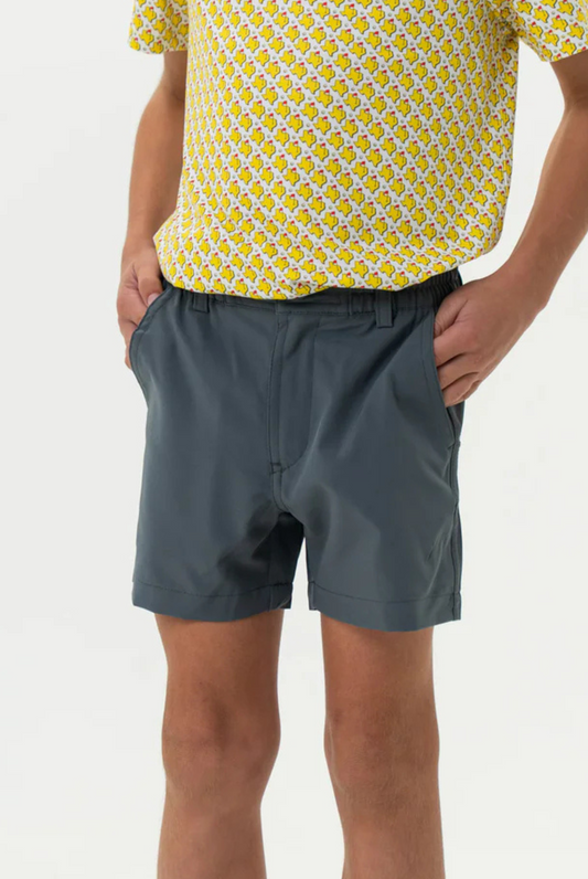Burlebo Youth Everyday Short - River Rock Grey - Classic Deer Camo Pocket