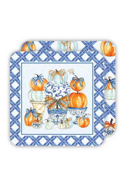 Chinoiserie Pots Pumpkins Bamboo Border Square Placemat