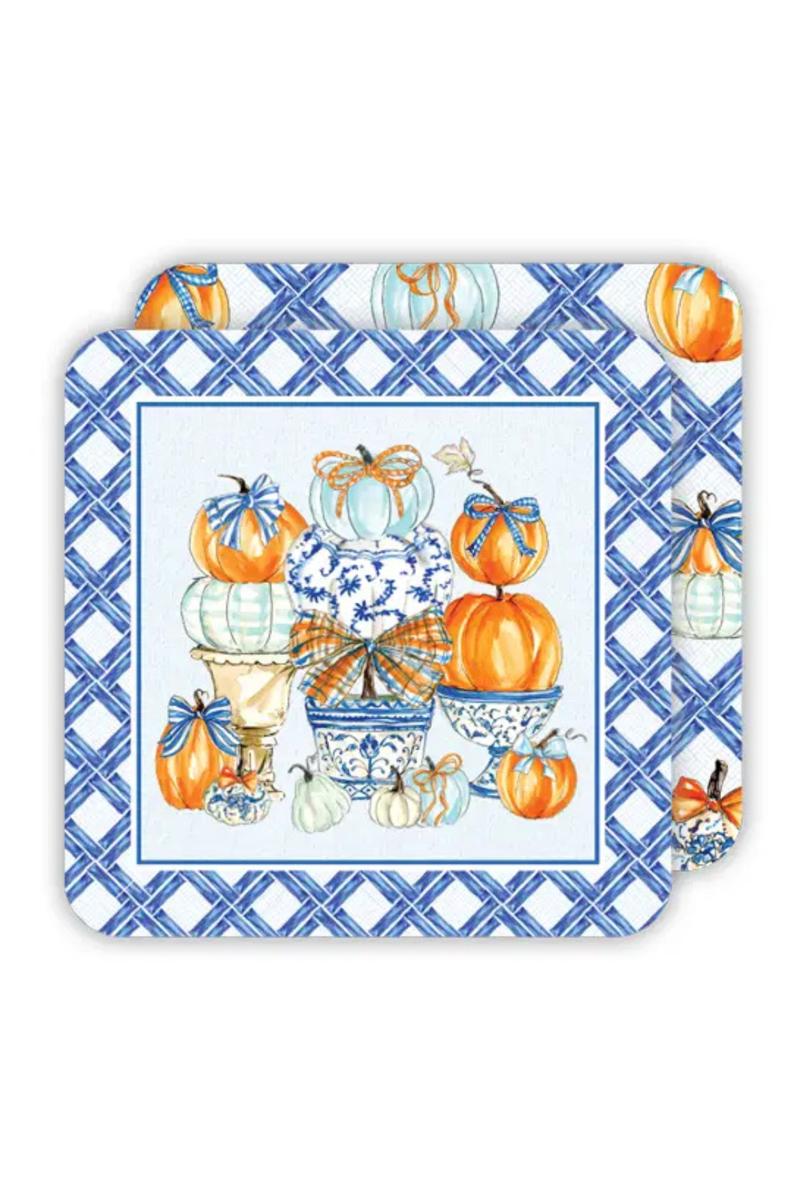 Chinoiserie Pots Pumpkins Bamboo Border Square Placemat
