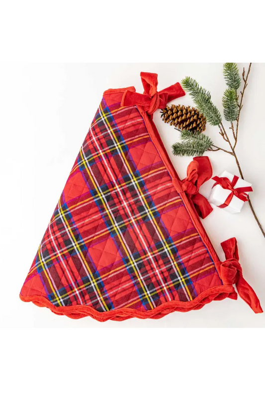 Red Plaid Quilted Tree Skirt