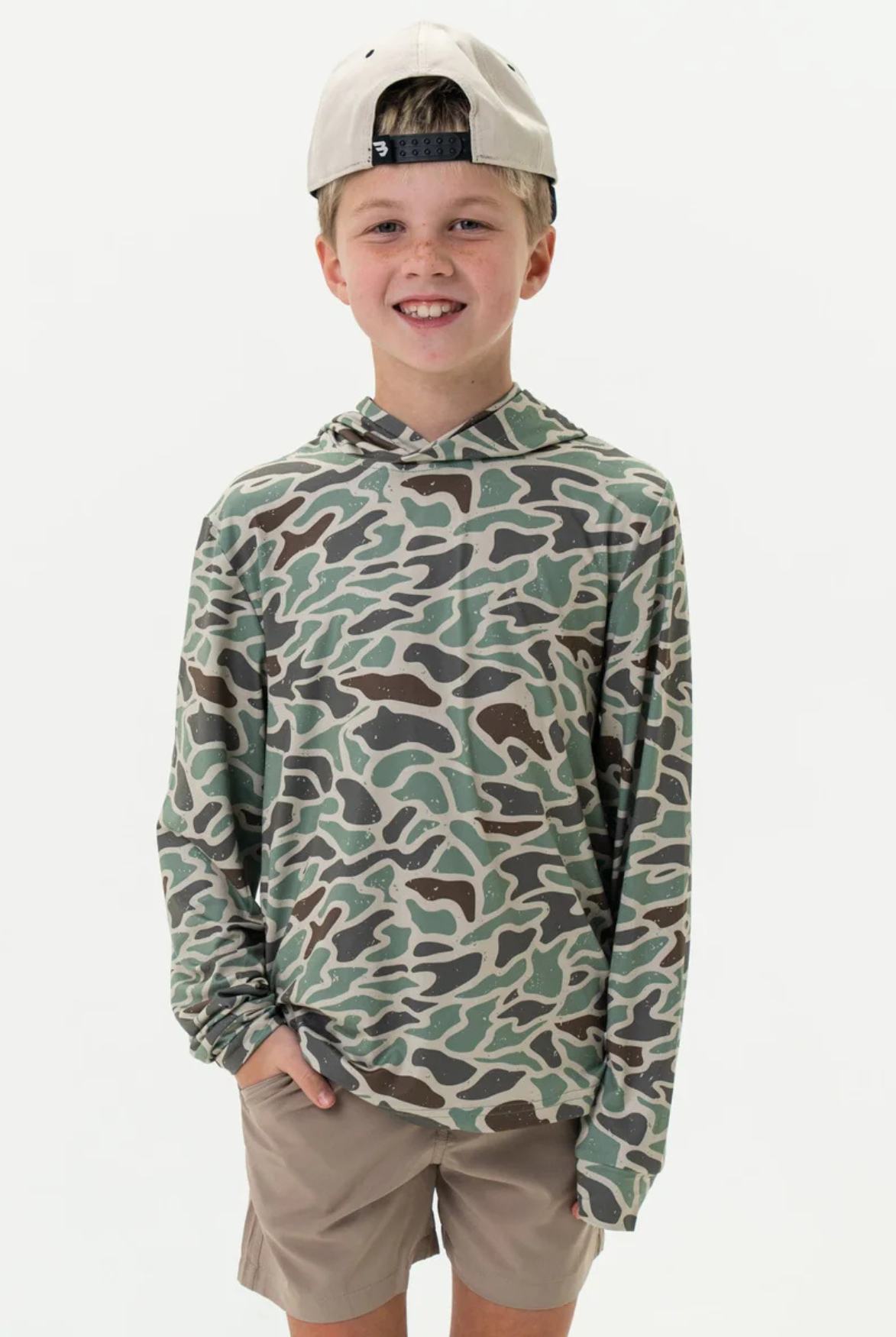 Burlebo Youth Performance Hoodie in Retro Duck Camo