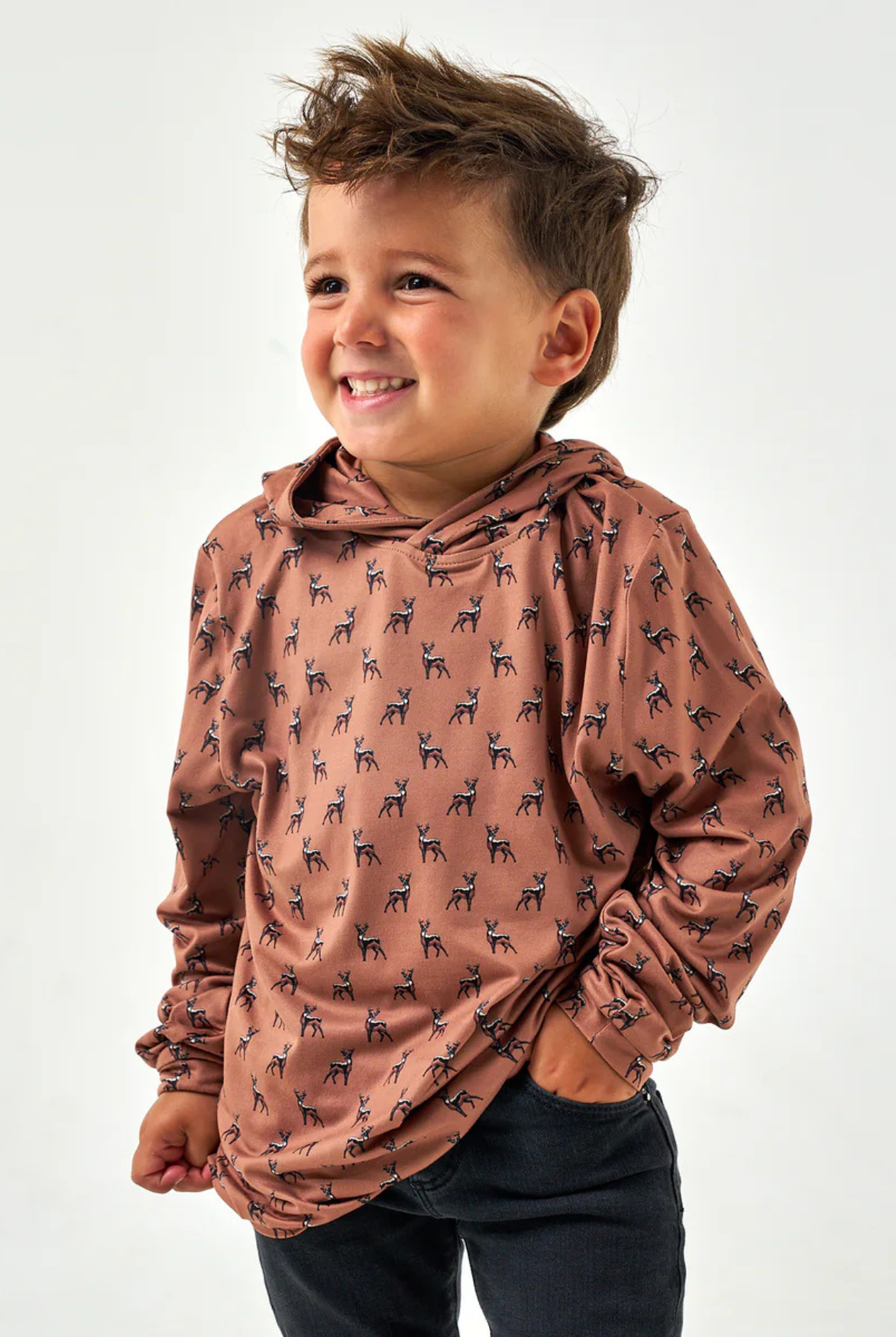 Burlebo Youth Performance Hoodie in Whitetail Deer Brown