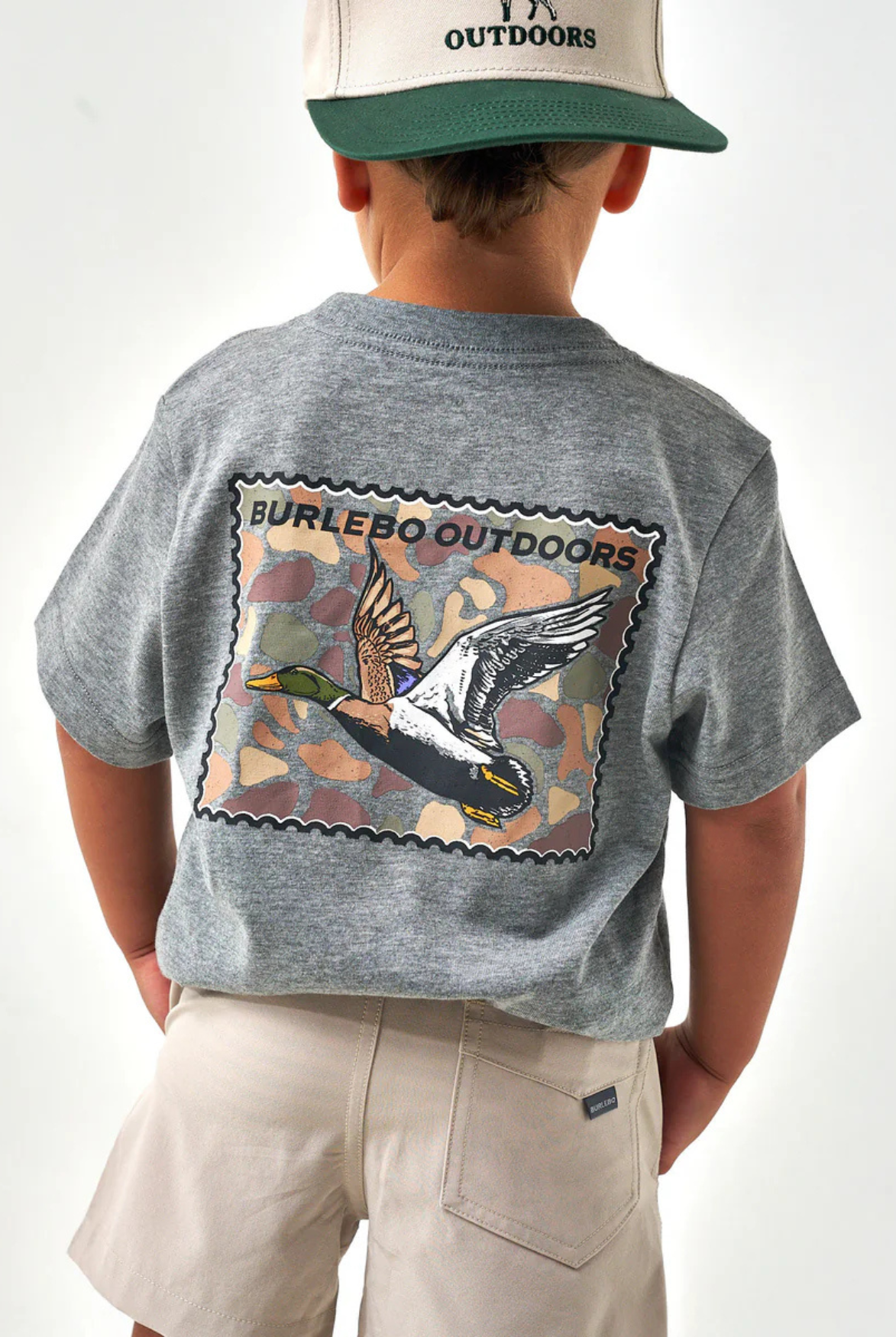 Burlebo Youth Tee Mallard Duck Stamp in Dark Heather Grey
