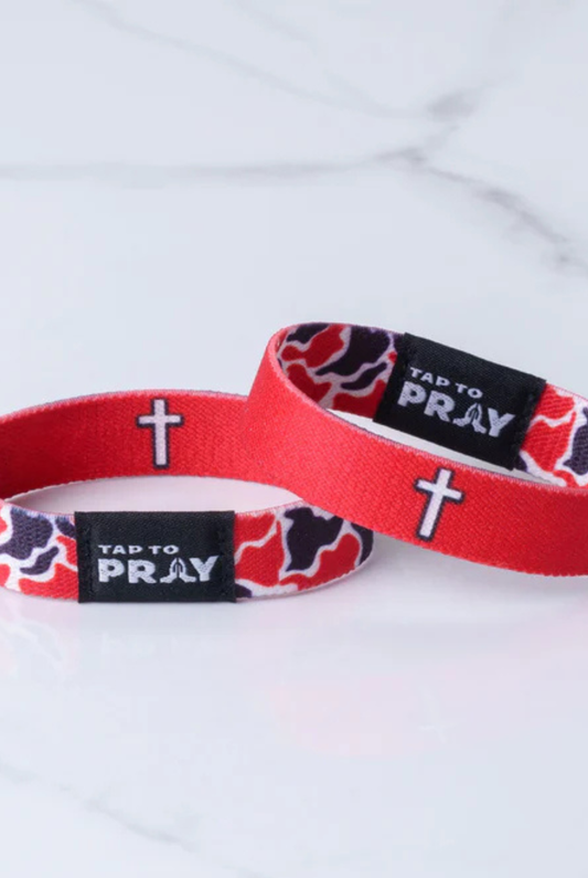 Tap To Pray Wristbands Team Camo Red & Black