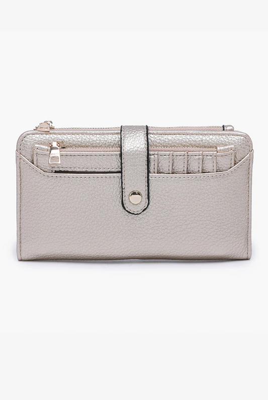 Macy Vegan Snap Wallet in Light Gold