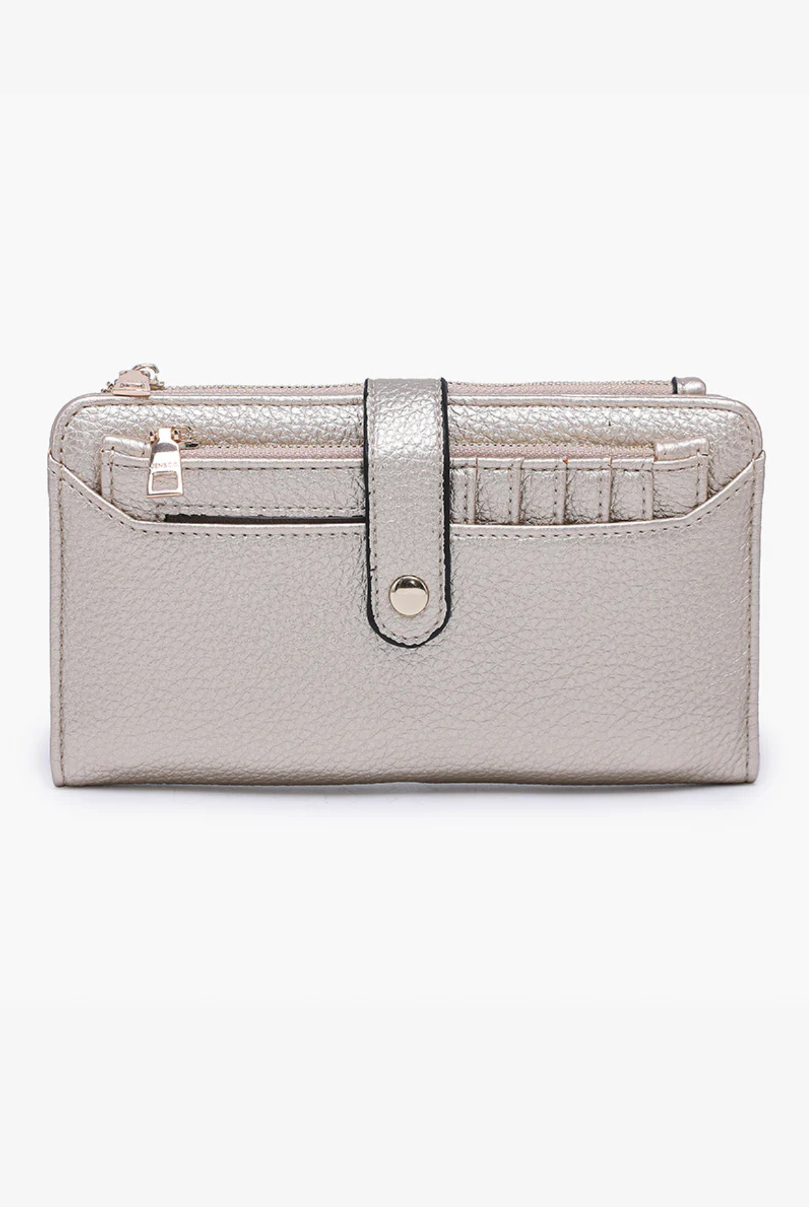 Macy Vegan Snap Wallet in Light Gold