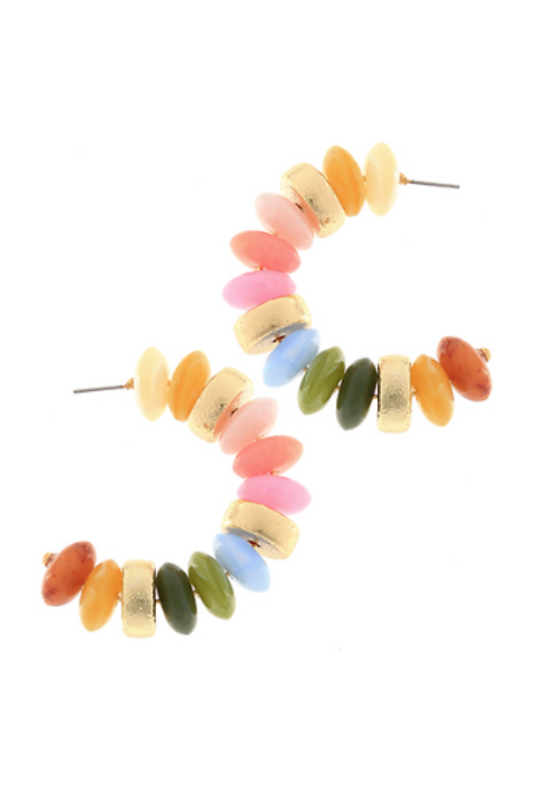 The Leah Beaded Hoop Earrings in Multi