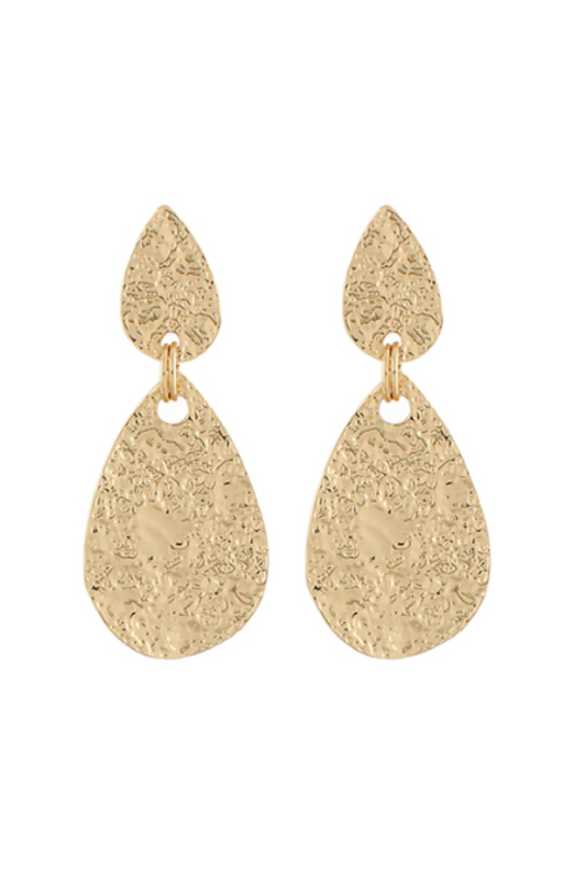 Hammered Teardrop Dangle Earrings