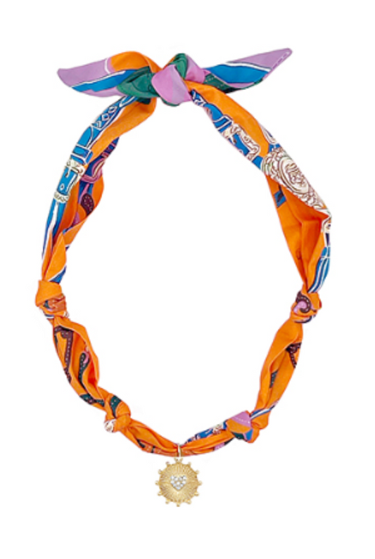 Scarf & Heart Charm Necklace