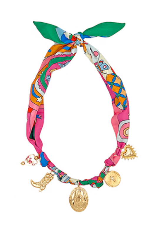 Scarf & Multi Charm Necklace