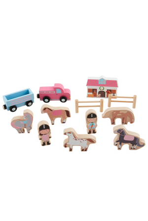 Horse Stable Wood Toy Set