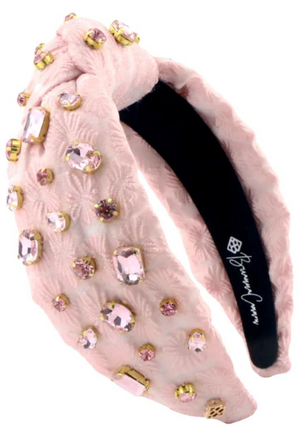 Brianna Cannon Light Pink Textured Headband with Crystals