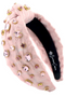 Brianna Cannon Light Pink Textured Headband with Crystals