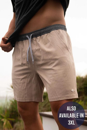 Burlebo Athletic Shorts in Heather Khaki with Driftwood Camo Liner