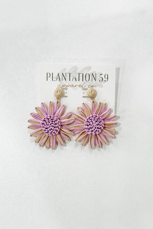Flower Drop Earrings in Lavender