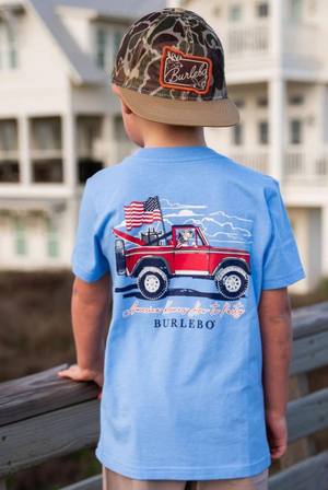 Burlebo Youth America Knows How to Party Tee in Heather Periwinkle