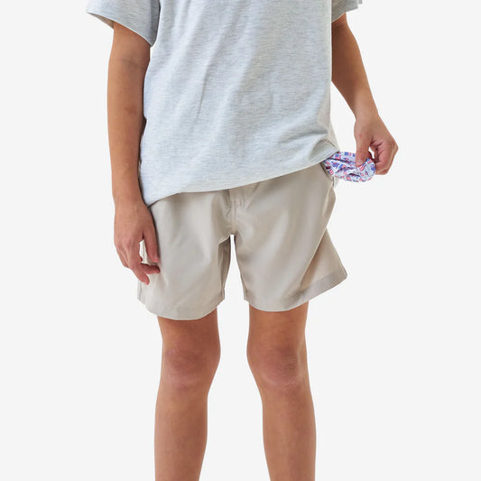 Burlebo | Youth Everyday Shorts in Light Khaki with Old Glory Pocket