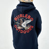 Burlebo Youth Fleece Hoodie - Old School Duck Hunt in Navy