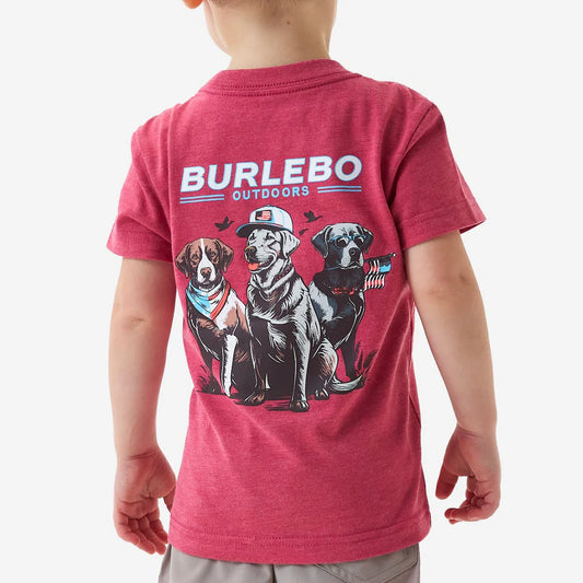 Burlebo | Youth American Dogs T-Shirt in Heather Crimson