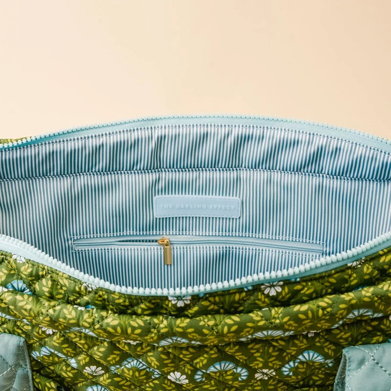 The Darling Effect | The Everyday Quilted Tote Bag in Everbloom Forest Green