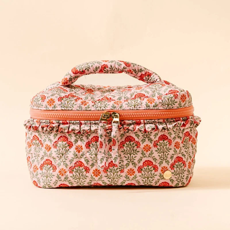 The Darling Effect | Glam & Go Quilted Cosmetic Bag in Everbloom Dusty Rose