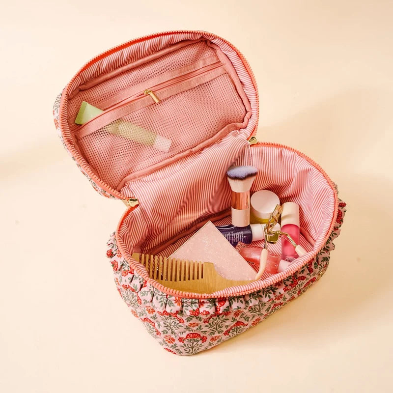 The Darling Effect | Glam & Go Quilted Cosmetic Bag in Everbloom Dusty Rose