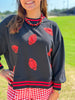 Mary Square | Millie Football Sweatshirt in Red & Black