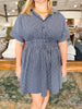 Eloise Pinstripe Dress in Navy