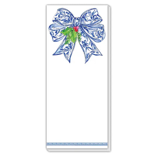 Blue Chinoiserie Bow with Holly Skinny Notepad