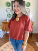 Sienna Bubble Hem Top in Rust