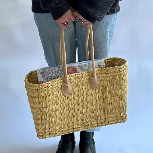 Simple Long Handled Straw Tote - Medium