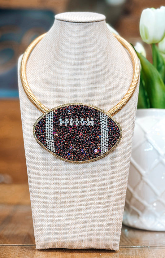 Fall Football Pendant Necklace