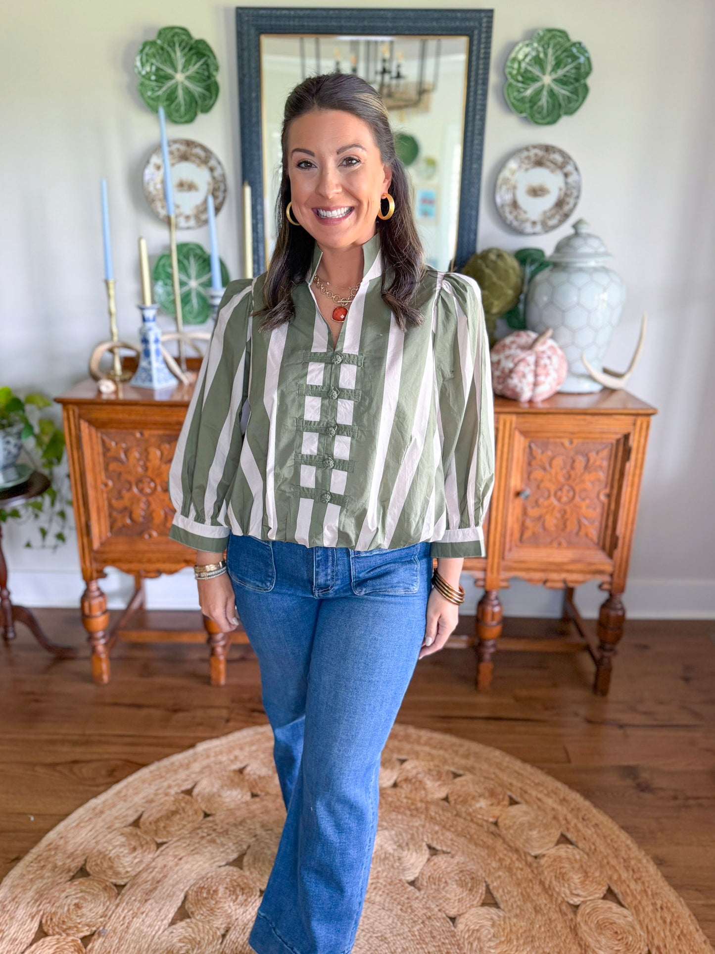 Olive Grove Stripe Blouse
