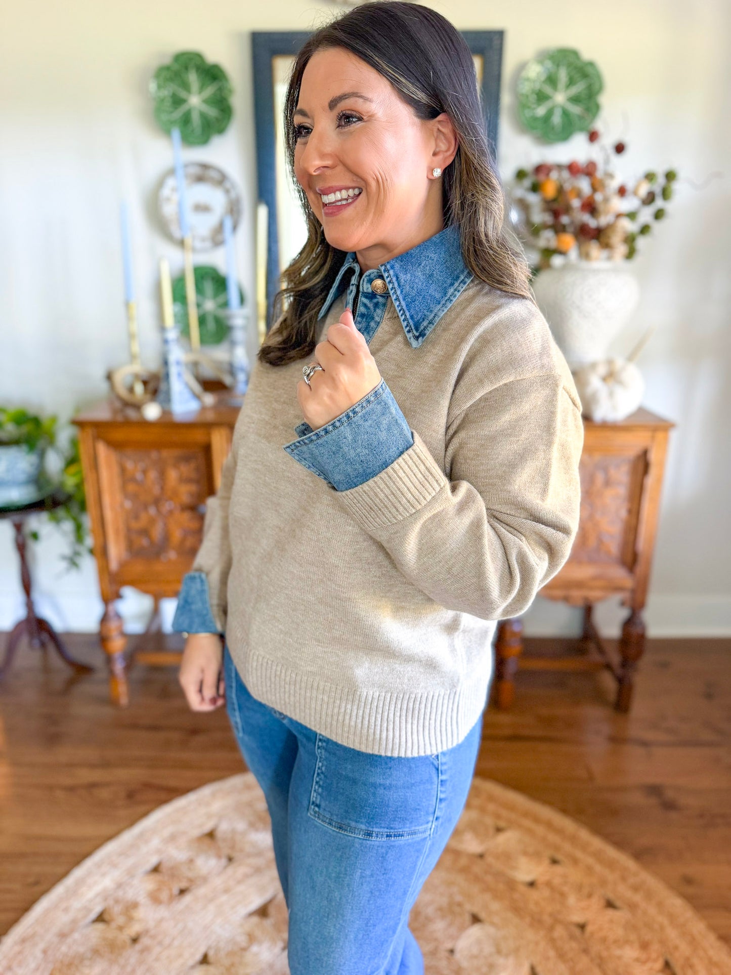 Karlie | Denim Collar Novelty Sweater