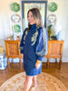 Golden Panther Dress in Navy