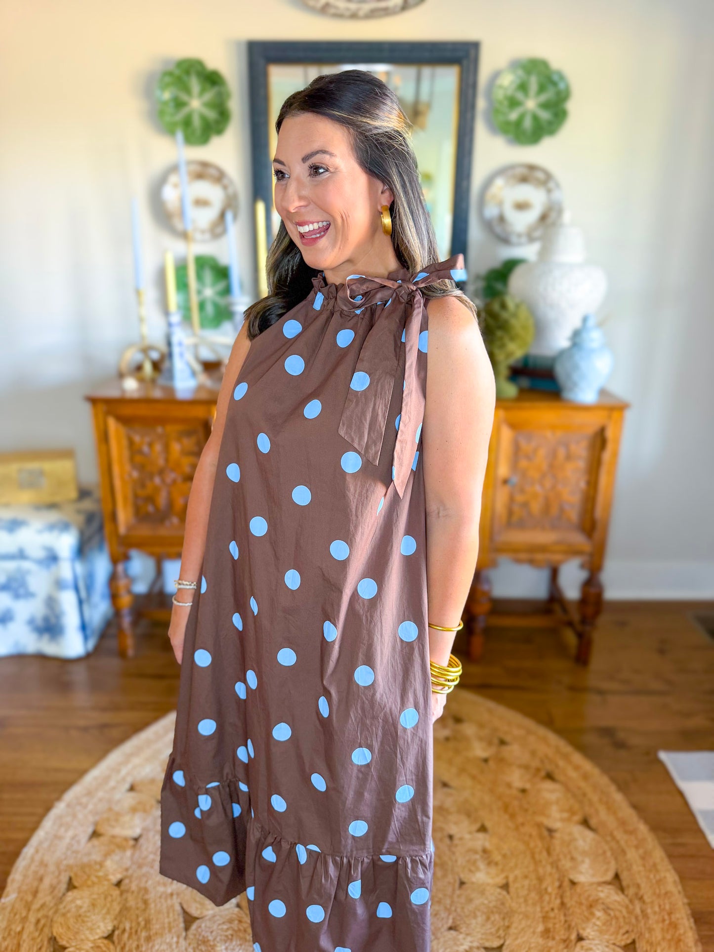 Brown Sugar Halter Dot Dress