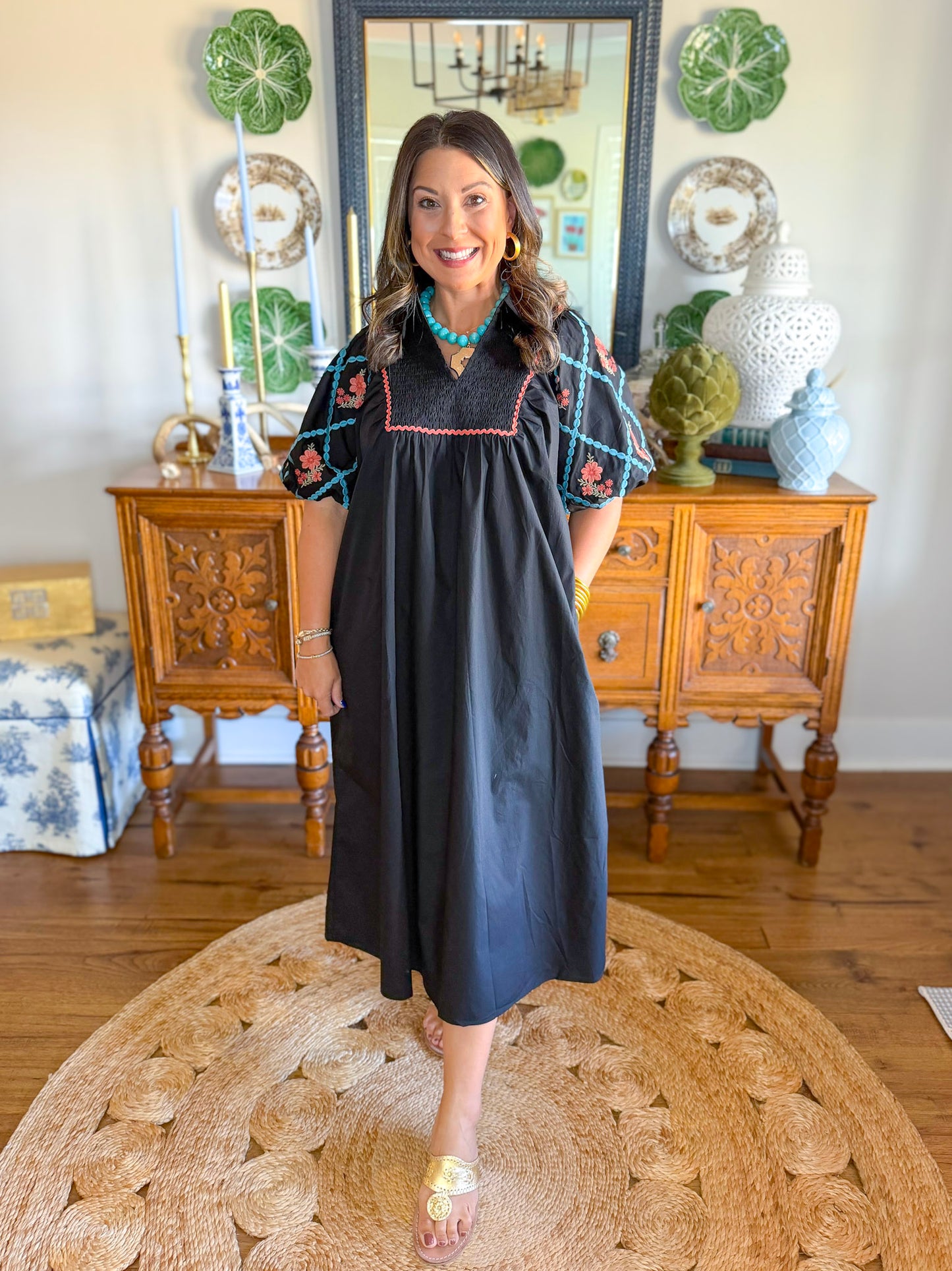 Desert Bloom Maxi Dress in Black