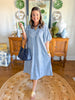 Cottage Gingham Midi Dress in Navy
