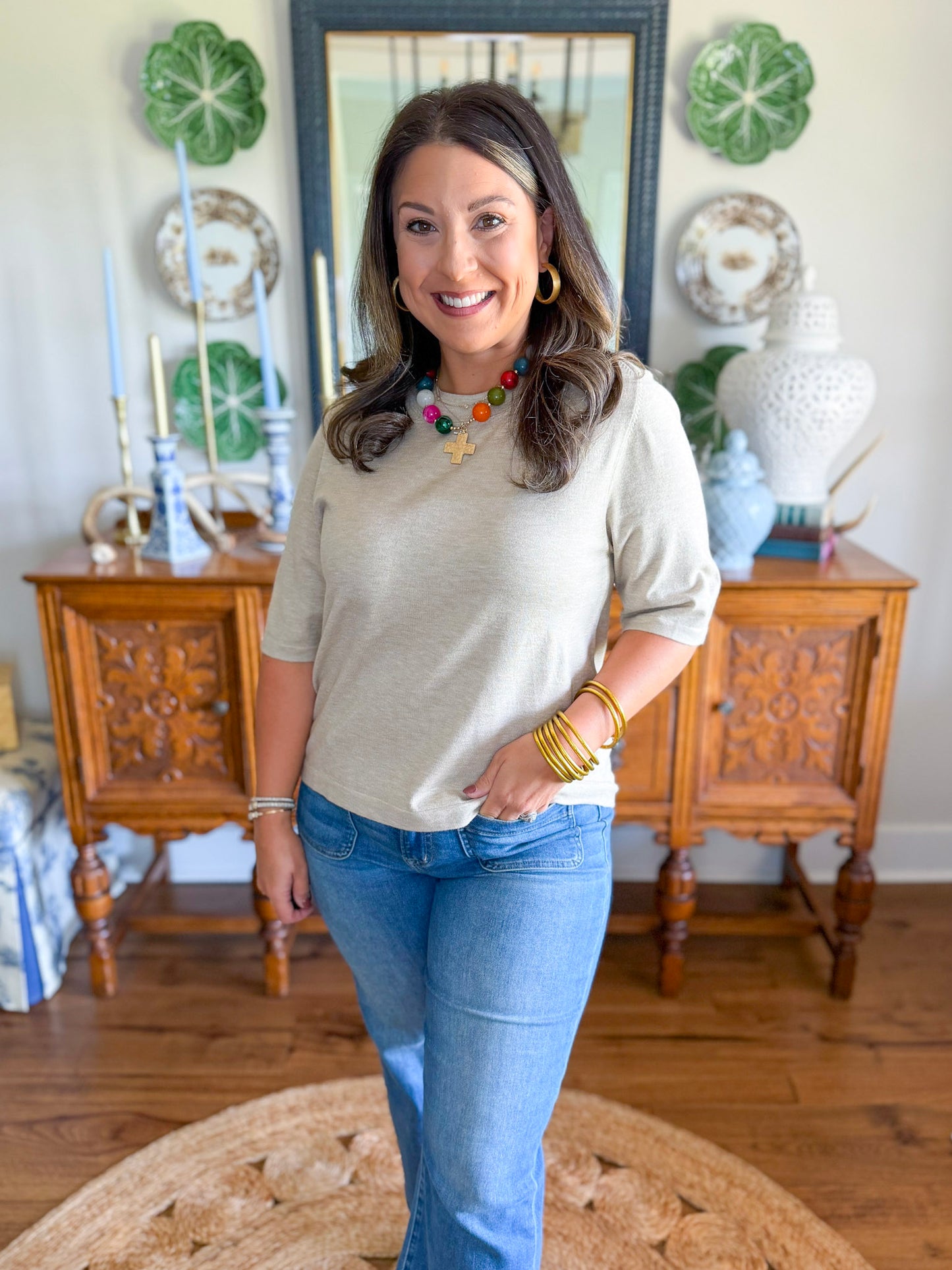 Signature Knit Top in Oatmeal
