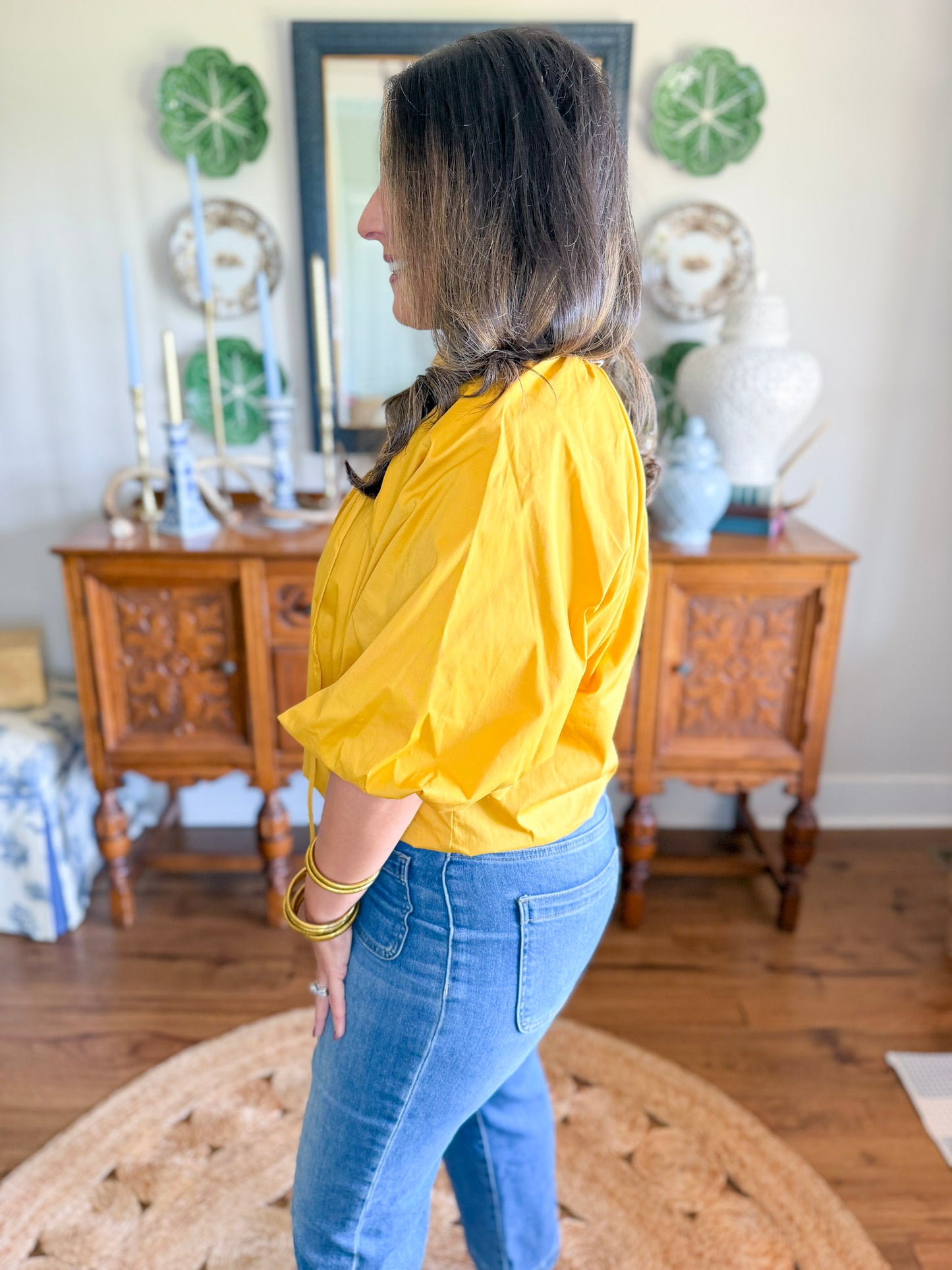 Adrienne | Tatum Bubble Hem Top in Gold