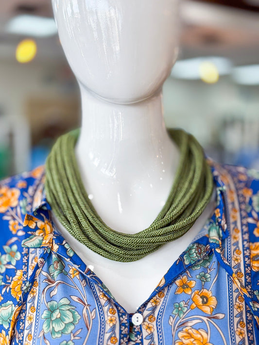 Lilly Slub Rope Necklace in Sage Green