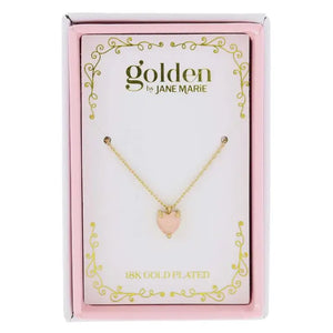 Kids 18K Gold Plated Rose Quartz Heart Necklace