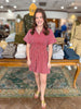 Eloise Pinstripe Dress in Burgundy