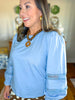 Laurel Lane Eyelet Top in Denim