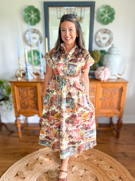 Painted Countryside Midi Dress