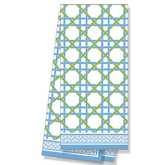 Cotton Tea Towel | Blue + Green Basketweave